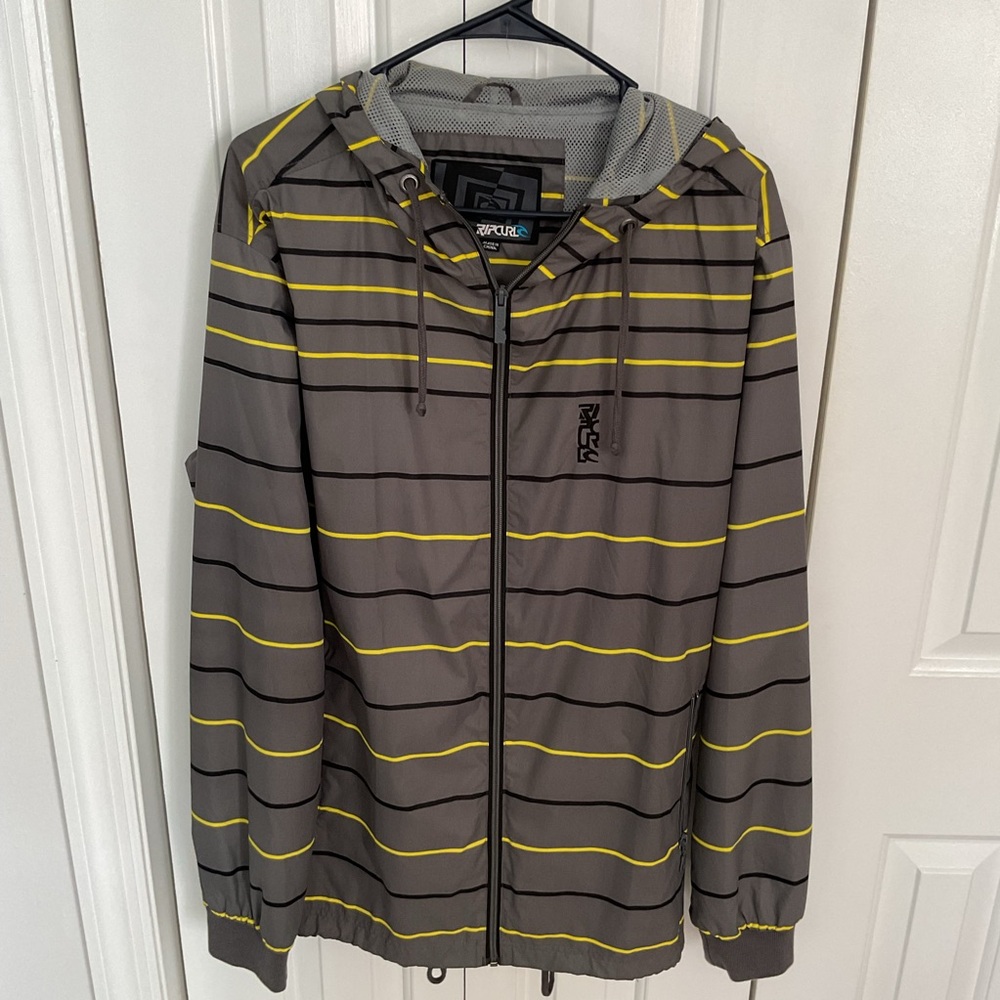 Rip Curl Men's Gray and Yellow Windbreaker NEW